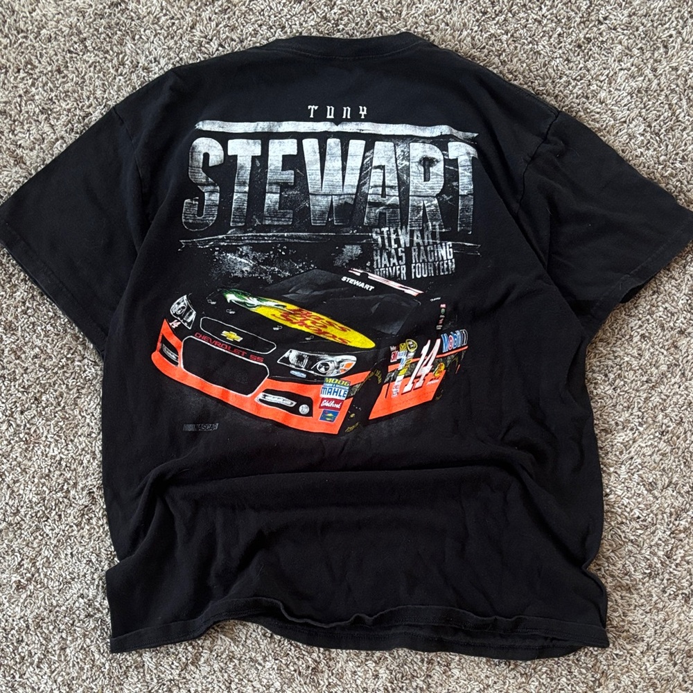 Vintage Men’s Large 2000s Black Cotton Double Graphic NASCAR T Shirt